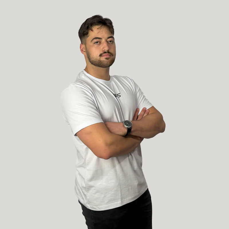 Camiseta Básica Masculina Branca VIBES 100% Algodão Malha Penteada