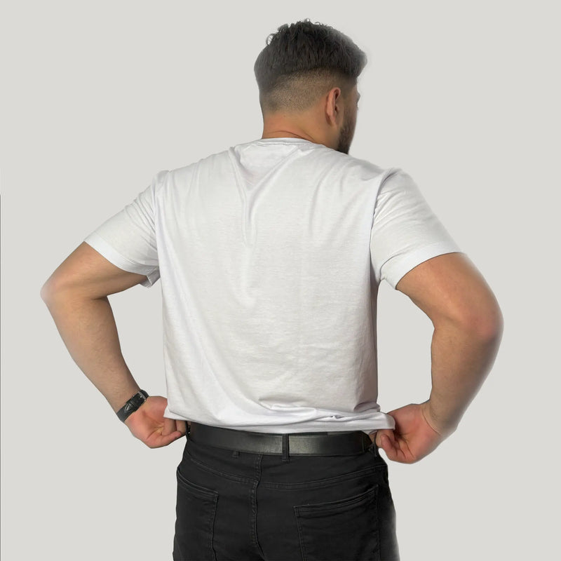 Camiseta Básica Masculina Branca VIBES 100% Algodão Malha Penteada