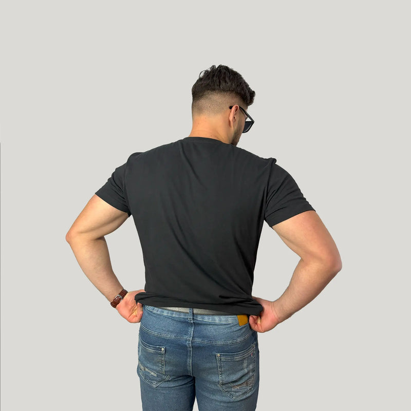 Camiseta Básica Masculina Preta VIBES 100% Algodão Malha Penteada