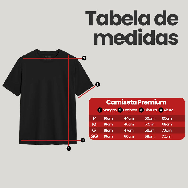 Camiseta Básica Masculina Preta VIBES 100% Algodão Malha Penteada