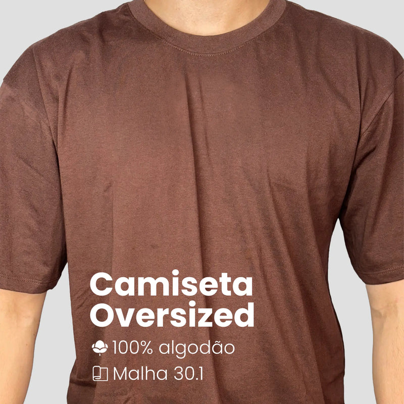 Camiseta Oversized Masculina Marrom Lisa 100% Algodão Vibes 47